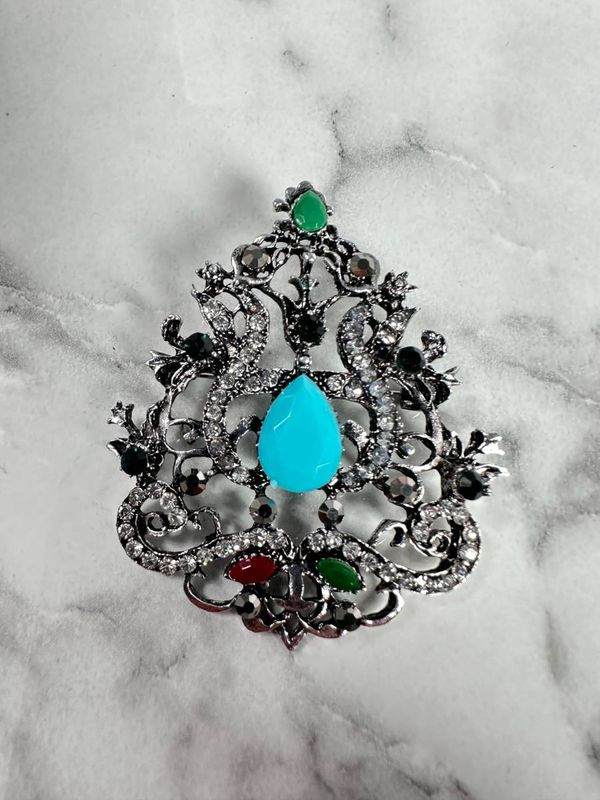 Kesi Brooch XZ459-191 silver + blue