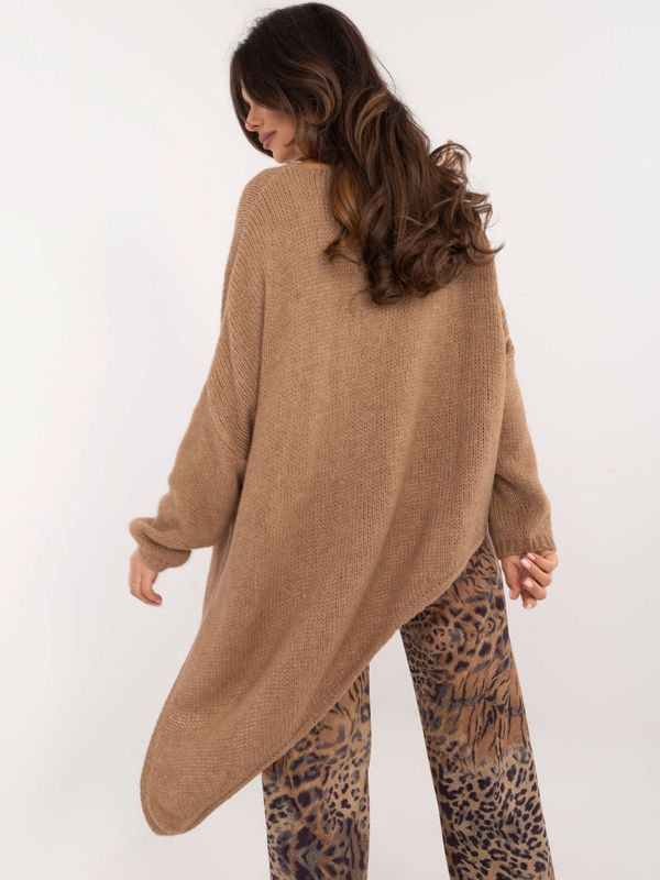 Fashionhunters Brown asymmetric sweater OCH BELLA