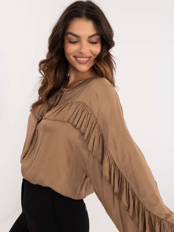 Fashionhunters Brown blouse with knotted neckline OCH BELLA