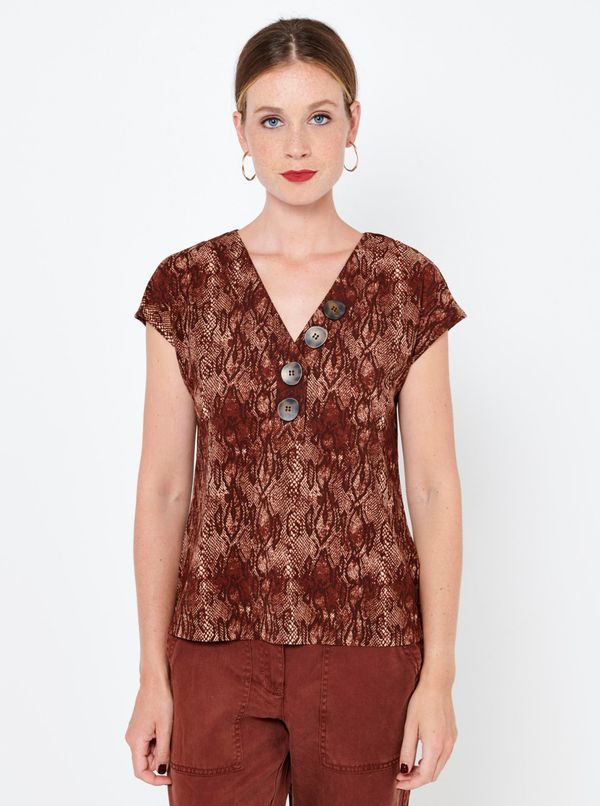 CAMAIEU Brown blouse with snake pattern CAMAIEU - Women