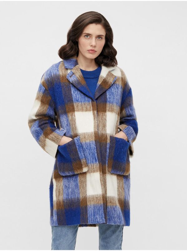 .OBJECT Brown-blue plaid coat with an admixture of wool . OBJECT Nina - Women