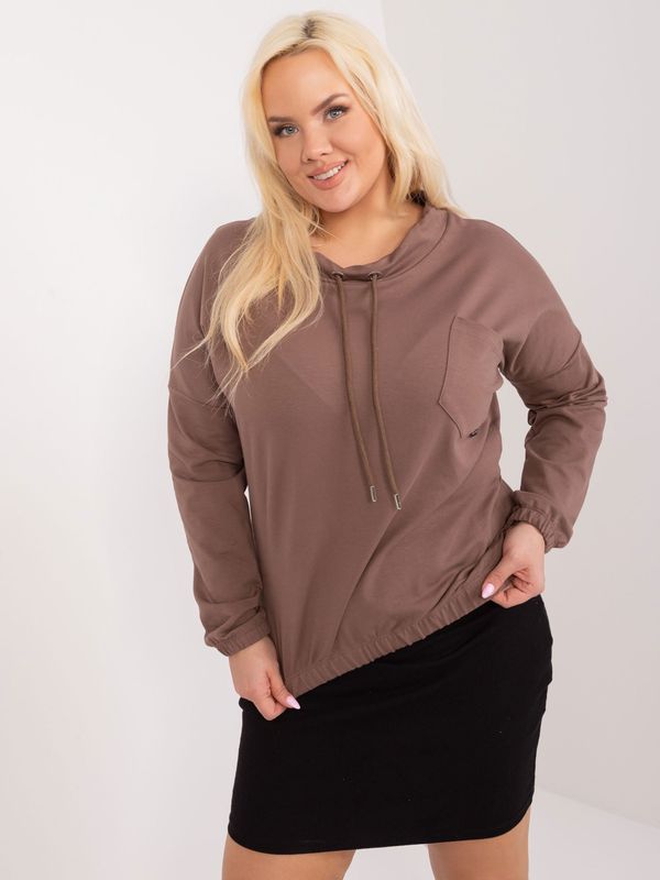 Fashionhunters Brown casual oversized blouse with drawstrings