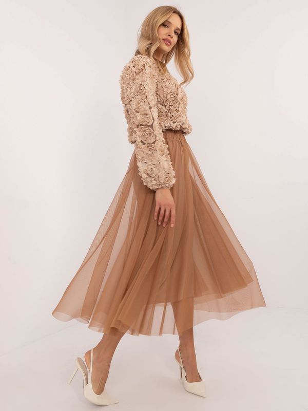 Fashionhunters Brown flared skirt with elastic waistband