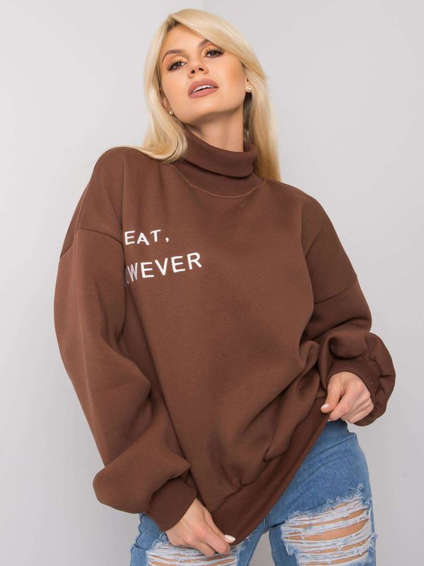 Fashionhunters Brown insulated turtleneck sweatshirt