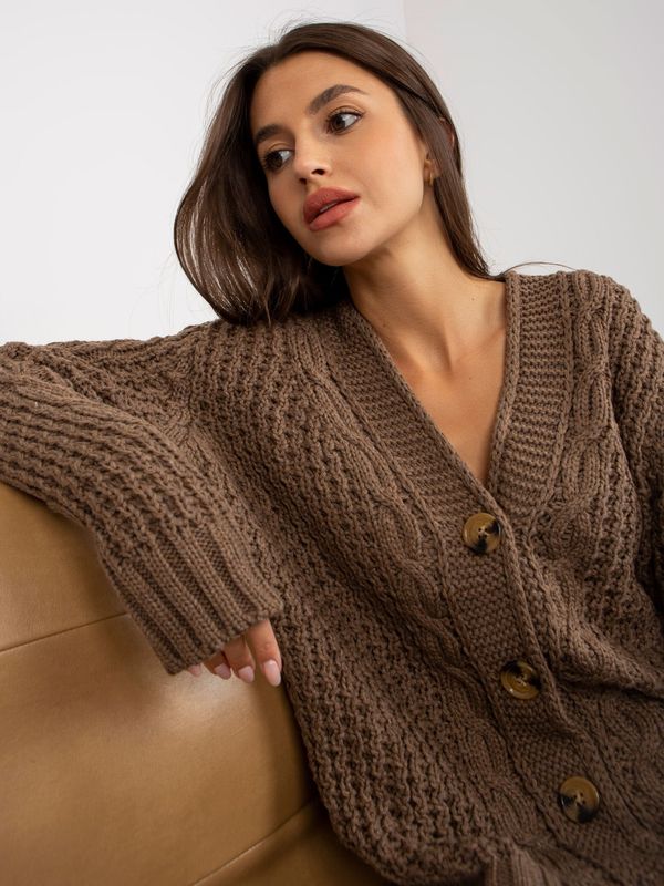 Fashionhunters Brown knitted cardigan with buttons RUE PARIS