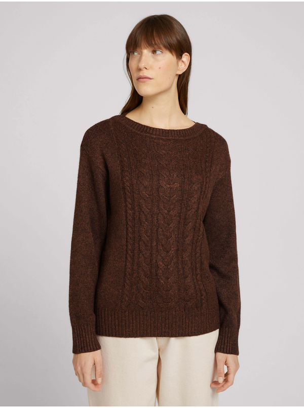 Tom Tailor Brown Ladies Sweater with braids Tom Tailor - Women