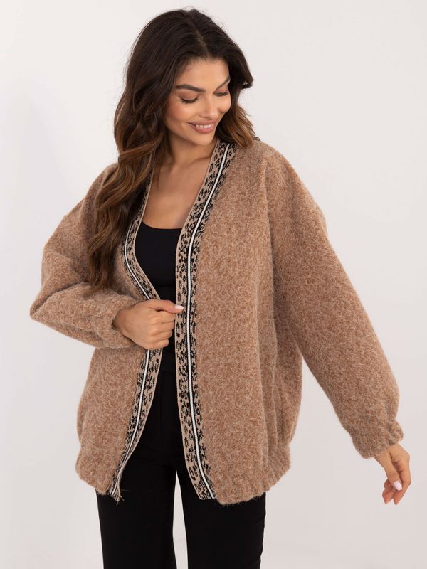 Fashionhunters Brown loose cardigan without fastening