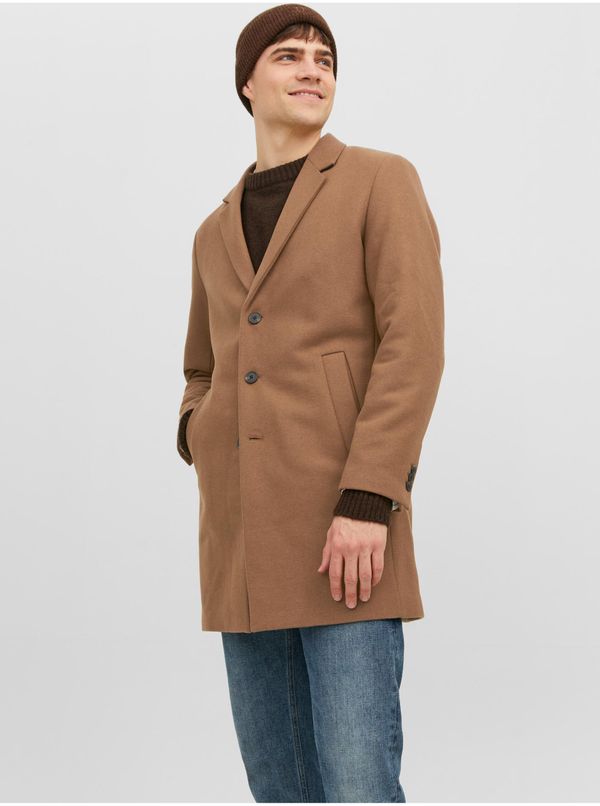 Jack & Jones Brown men's coat with wool Jack & Jones Morrison - Men