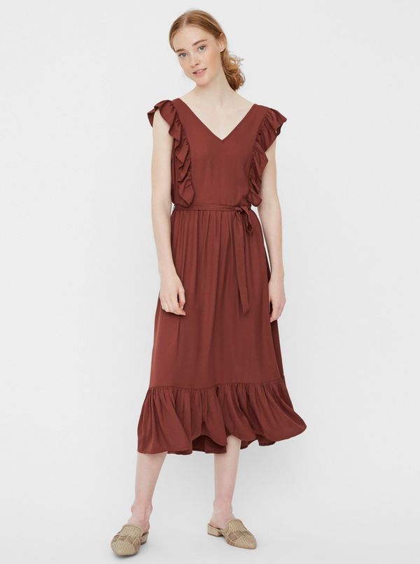 Vero Moda Brown midi dress VERO MODA Odette - Women