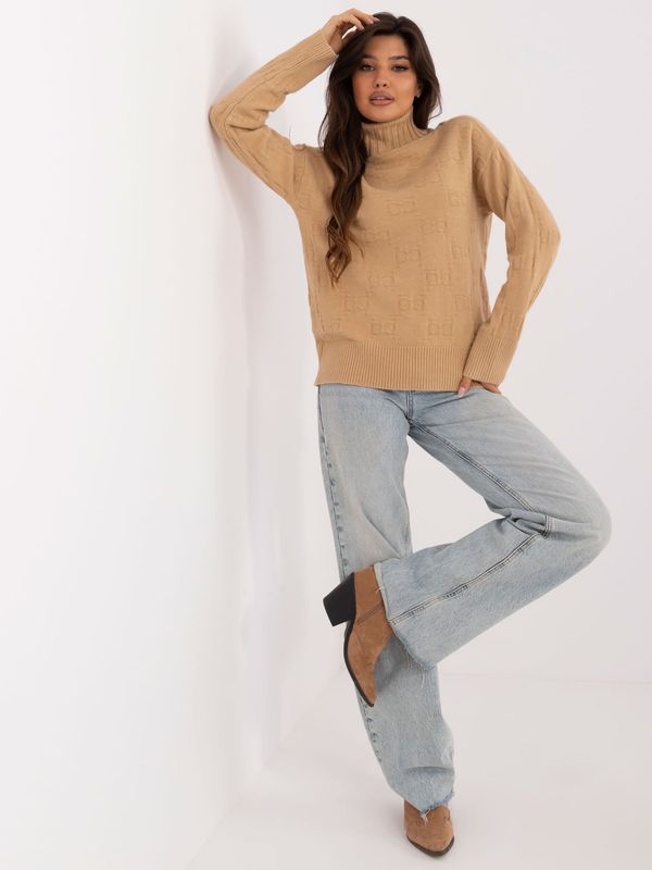 Fashionhunters Brown oversized turtleneck sweater