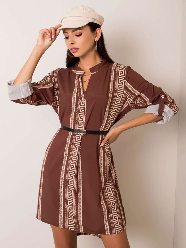 Fashionhunters Brown patterned dress