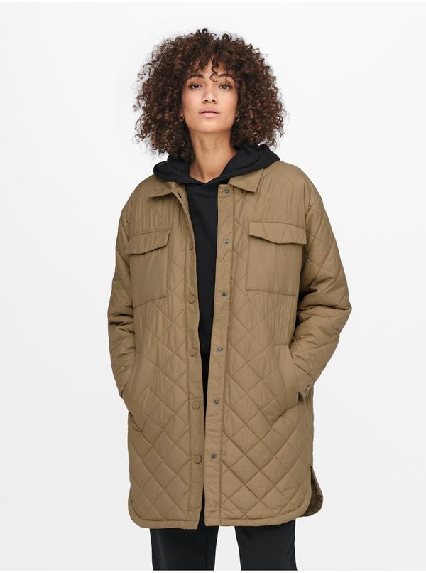 Only Brown Quilted Elongated Jacket ONLY New Tanzia - Women