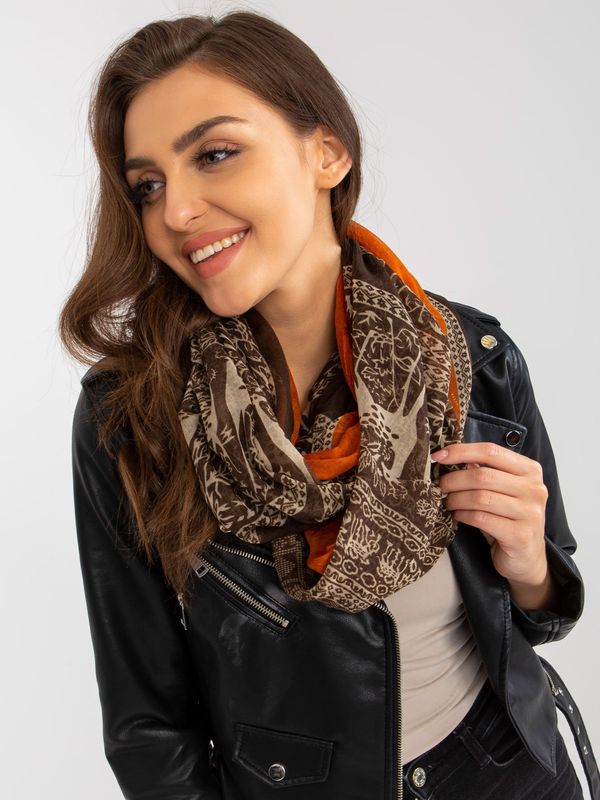 Fashionhunters Brown scarf with print