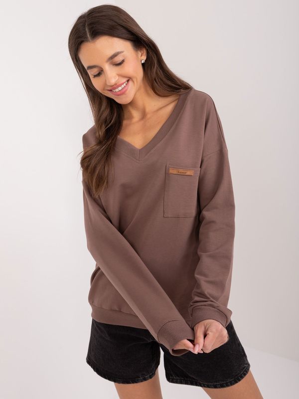 Fashionhunters Brown smooth blouse with cuffs