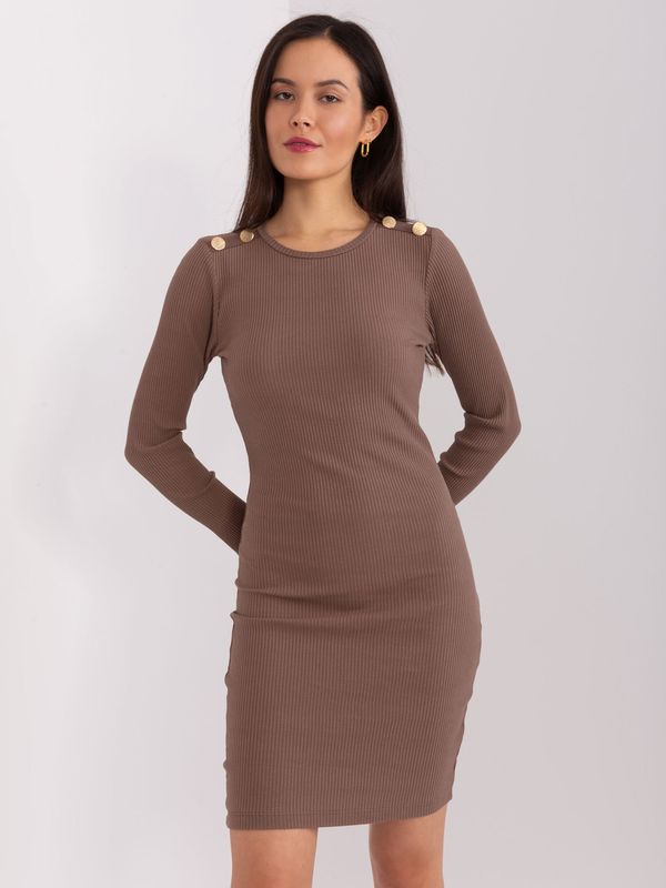 Fashionhunters Brown striped dress BASIC FEEL GOOD