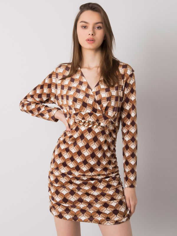 Fashionhunters Brown velor dress with Montilla patterns