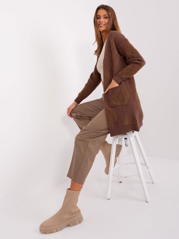 Fashionhunters Brown women's cardigan with pockets