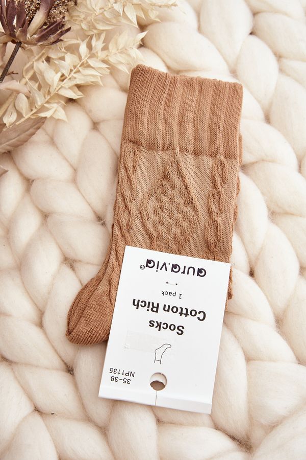 Kesi Brown Women's Embossed Socks