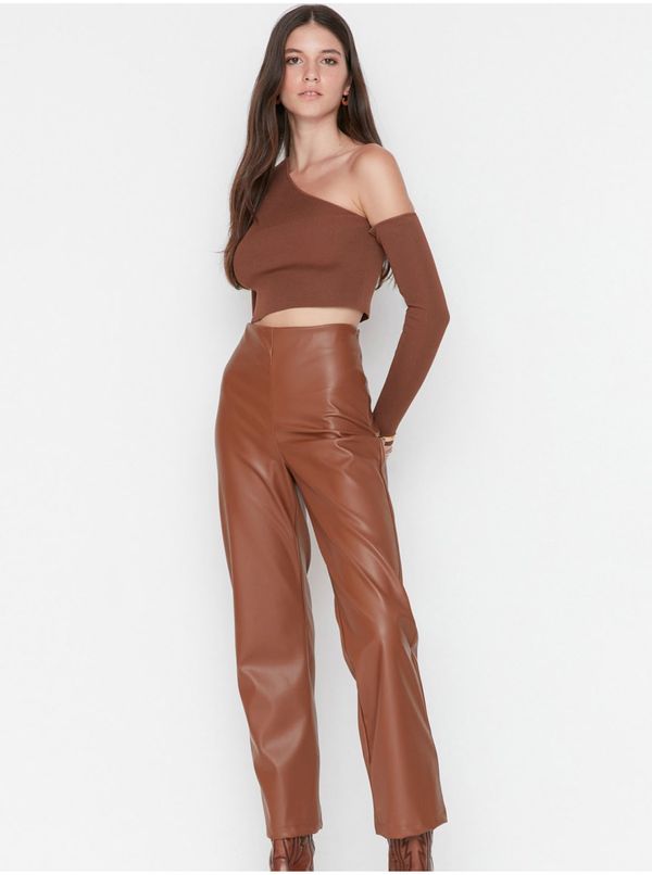 Trendyol Brown women's faux leather trousers Trendyol - Women