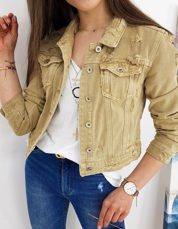 DStreet BUENOS women's denim jacket, beige TY1249