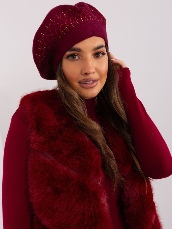 Fashionhunters Burgundy beret for women