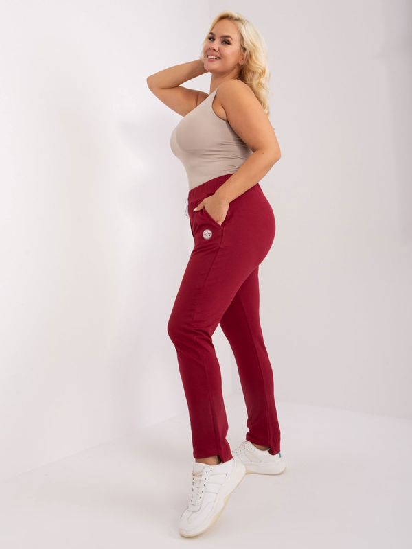 Fashionhunters Burgundy cotton women's sweatpants plus size