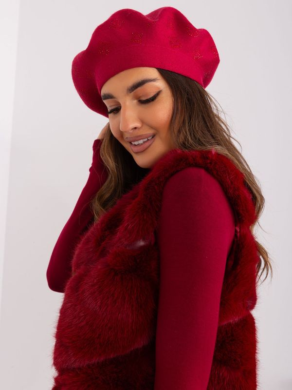 Fashionhunters Burgundy knitted beret