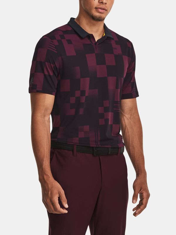 Under Armour Burgundy Men's Patterned Sports Polo Shirt Under Armour Curry Printed