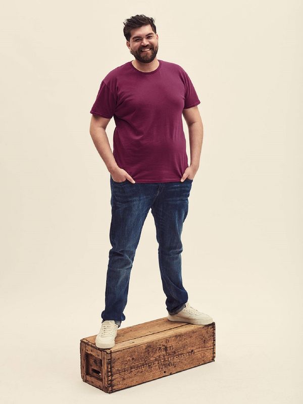 Fruit of the Loom Burgundy men's t-shirt in combed cotton Iconic with sleeve Fruit of the Loom