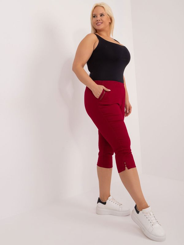 Fashionhunters Burgundy trousers in a larger size with 3/4 legs