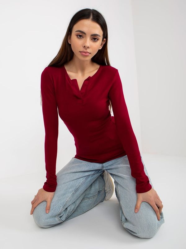 Fashionhunters Burgundy viscose blouse