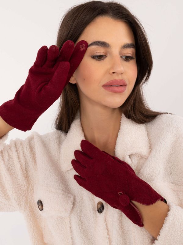 Fashionhunters Burgundy women's gloves