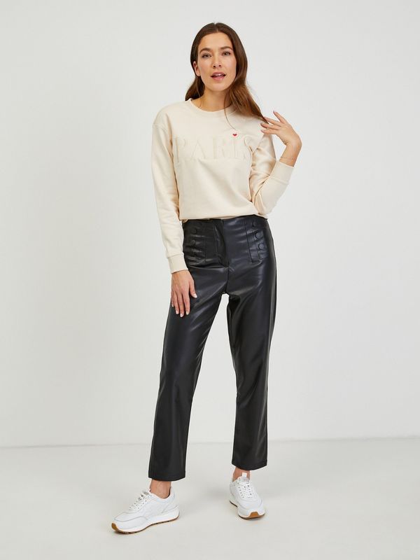 Orsay Burgundy women's shortened leatherette pants ORSAY - Ladies