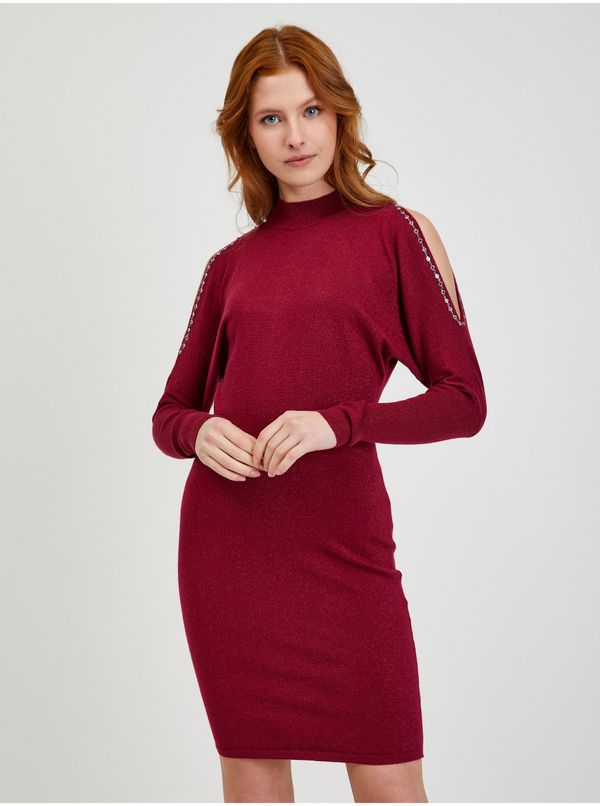 Orsay Burgundy women's sweater dress with cut-outs ORSAY