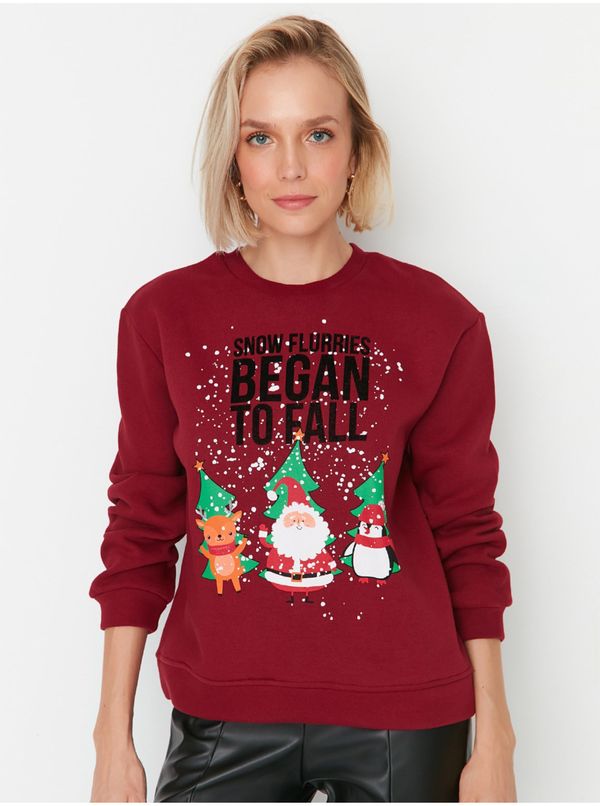 Trendyol Burgundy women's sweatshirt with Christmas motif Trendyol - Women