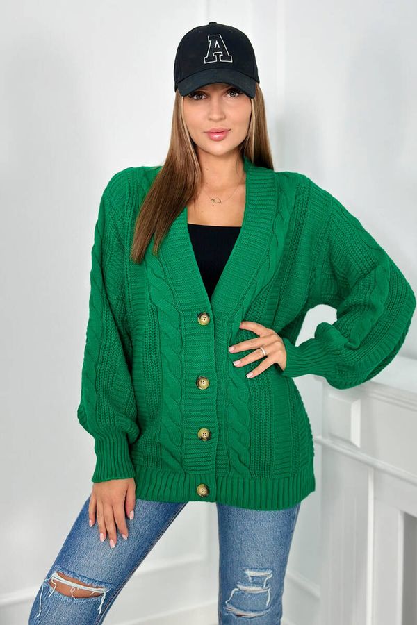 Kesi Button-down sweater with puff sleeves green