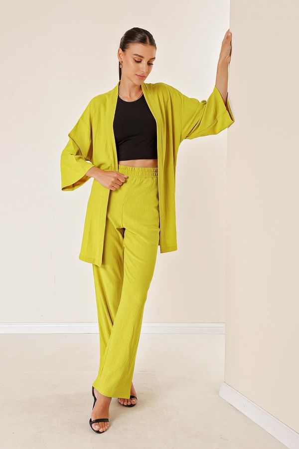 By Saygı By Saygı Crescent Pants Pocket Kimono Suit OLIVE