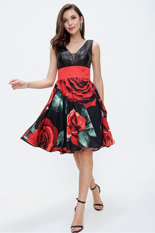 By Saygı By Saygı Evening Dress with Thick Waist Bodice and Rose Skirt