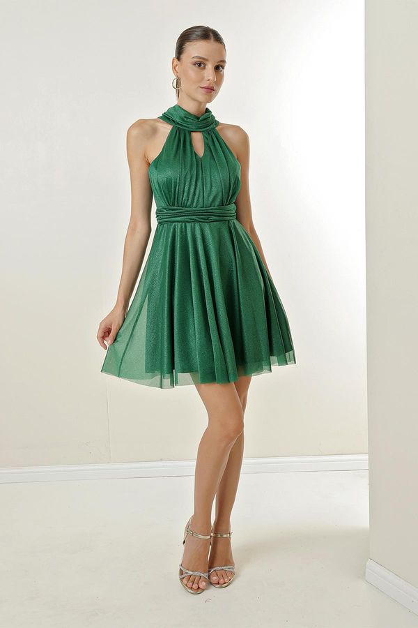 By Saygı By Saygı Halterneck Glittery Lined Tulle Dress