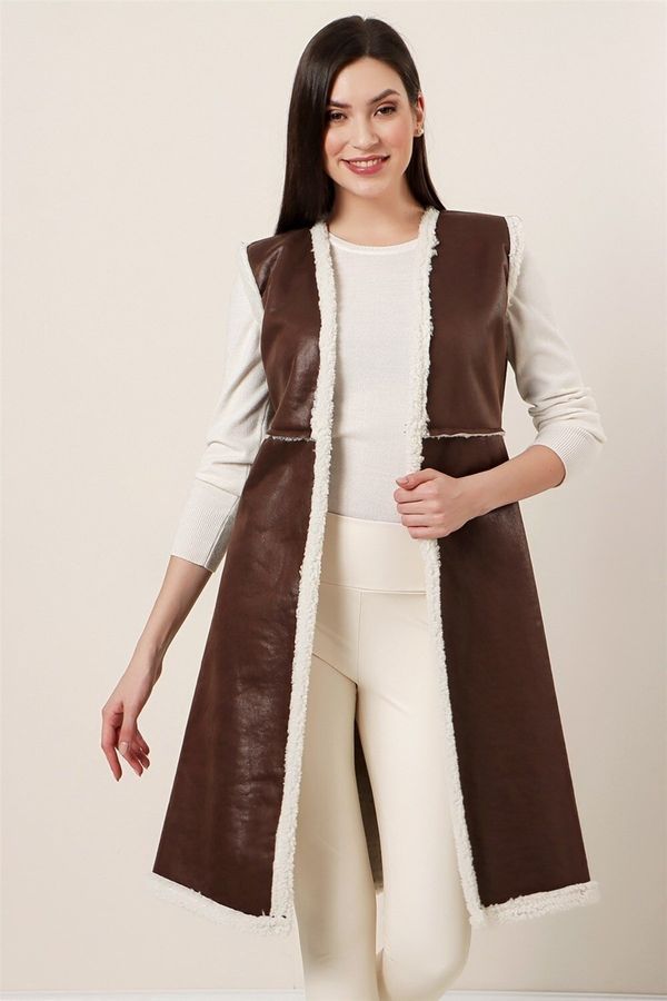 By Saygı By Saygı Leather Vest with Faux Shearling Lines Brown