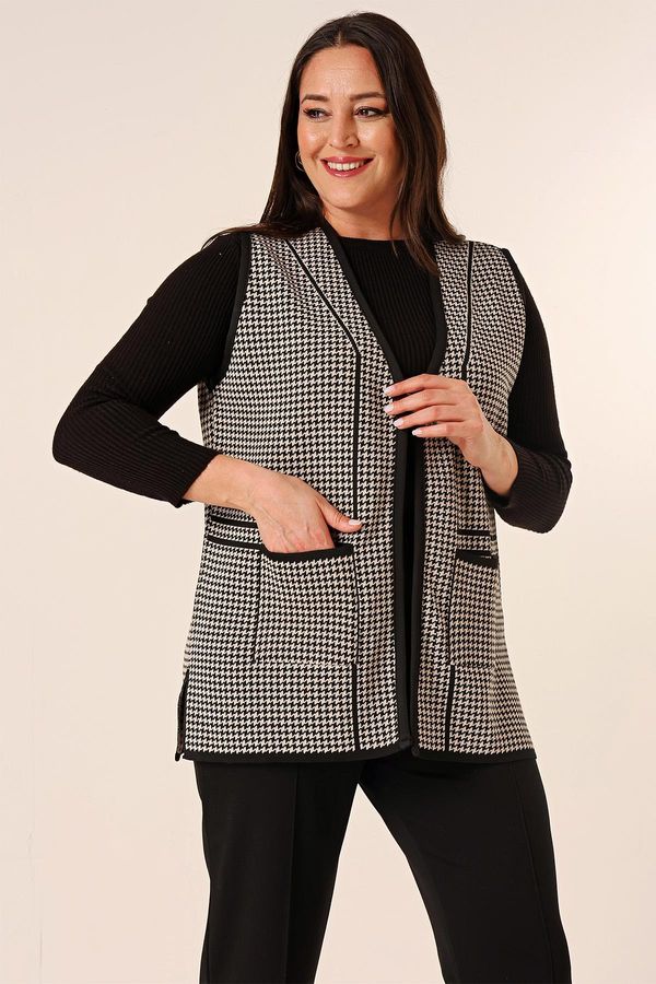 By Saygı By Saygı Zigzag Patterned Pocket Plus Size Knitwear Vest