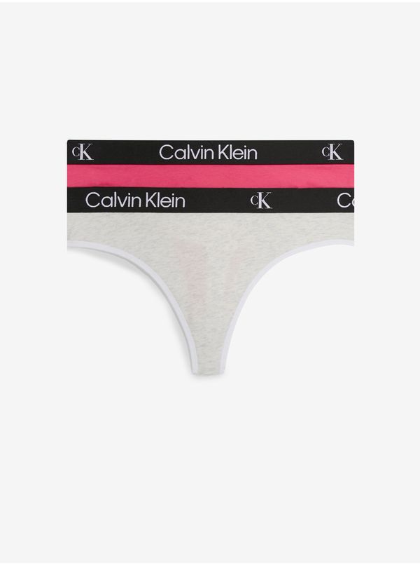 Calvin Klein Calvin Klein Set of two women's thongs in dark pink and light gray Calvin Kl - Women