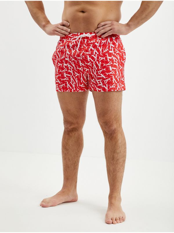 Calvin Klein Calvin Klein Underwear Red Men's Patterned Swimsuit - Men's