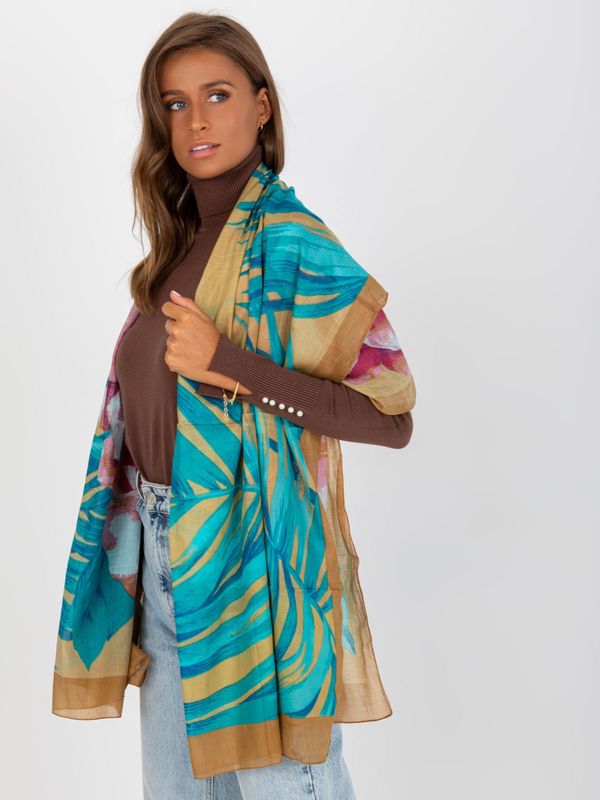 Fashionhunters Camel cotton scarf with prints