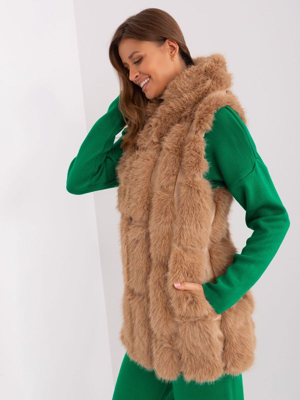 Fashionhunters Camel fur vest with lining