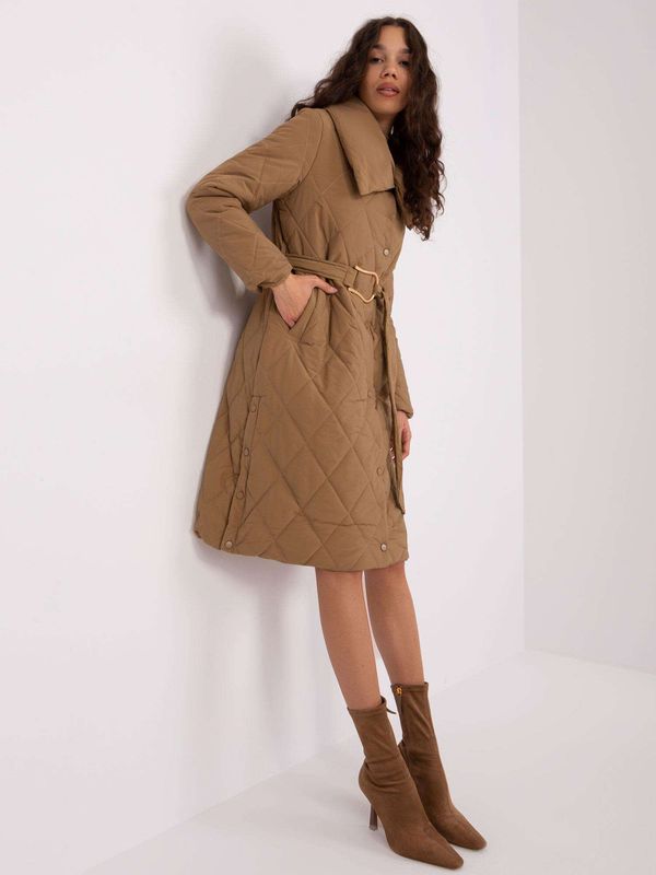 Fashionhunters Camel quilted winter jacket without hood