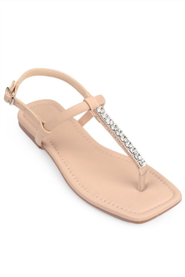Capone Outfitters Capone Outfitters Capone Binoculars Nude Women's Sandals with an Ankle Band Flat Heel.