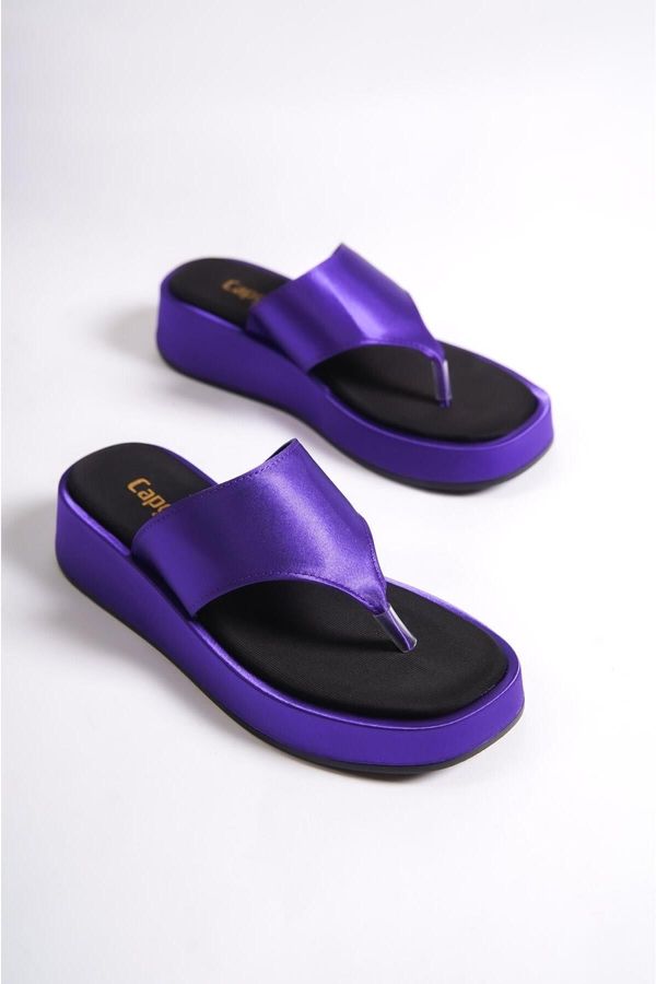 Capone Outfitters Capone Outfitters Capone Flat Heeled Flip-Flops Comfort Satin Fashion Lilac Women's Slippers.