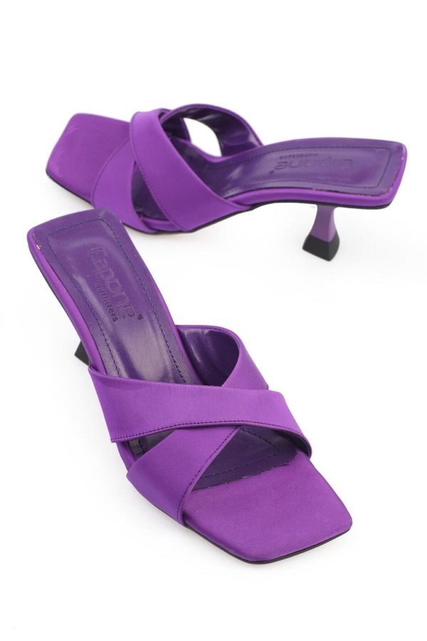 Capone Outfitters Capone Outfitters Capone Flat Toe Women's Cross-Band Hourglass Heels Satin Purple Women's Slippers