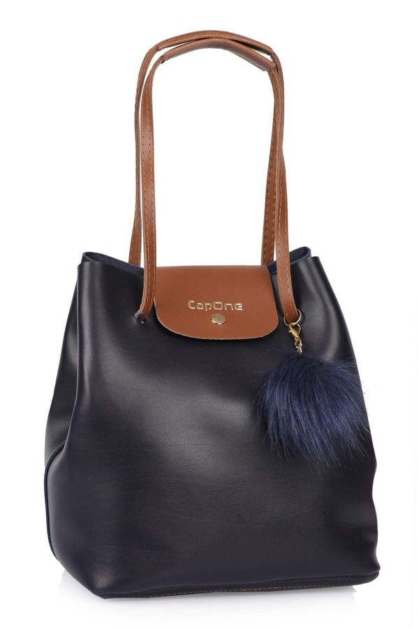 Capone Outfitters Capone Outfitters Capone Padova Leather Women's Shoulder Bag Navy Blue